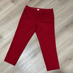 J. Crew Deep Red Straight-Leg crop Pants wool blend